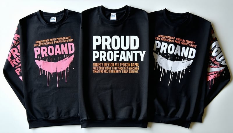 Selection of Proud Profanity products promoting free expression