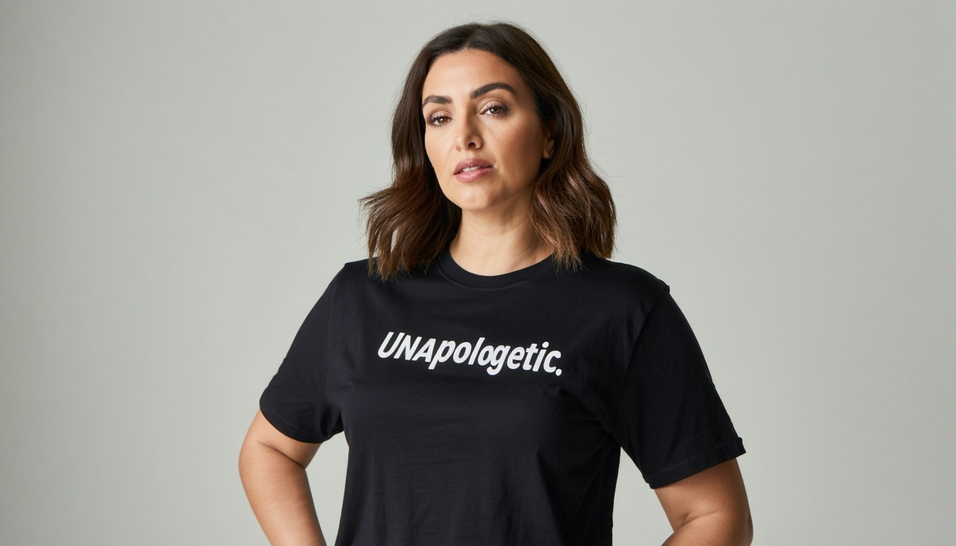 Bold t-shirt with unapologetic phrase