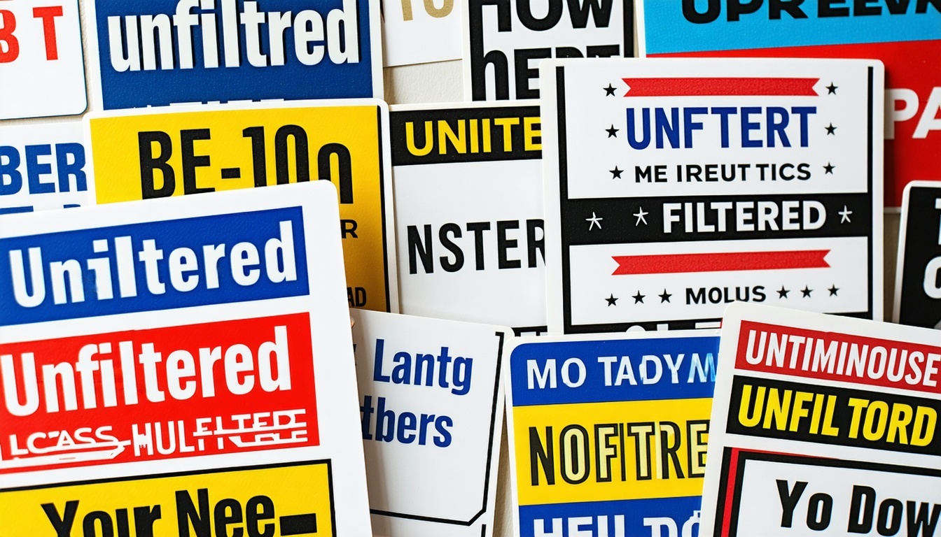 Sticker pack with unfiltered slogans